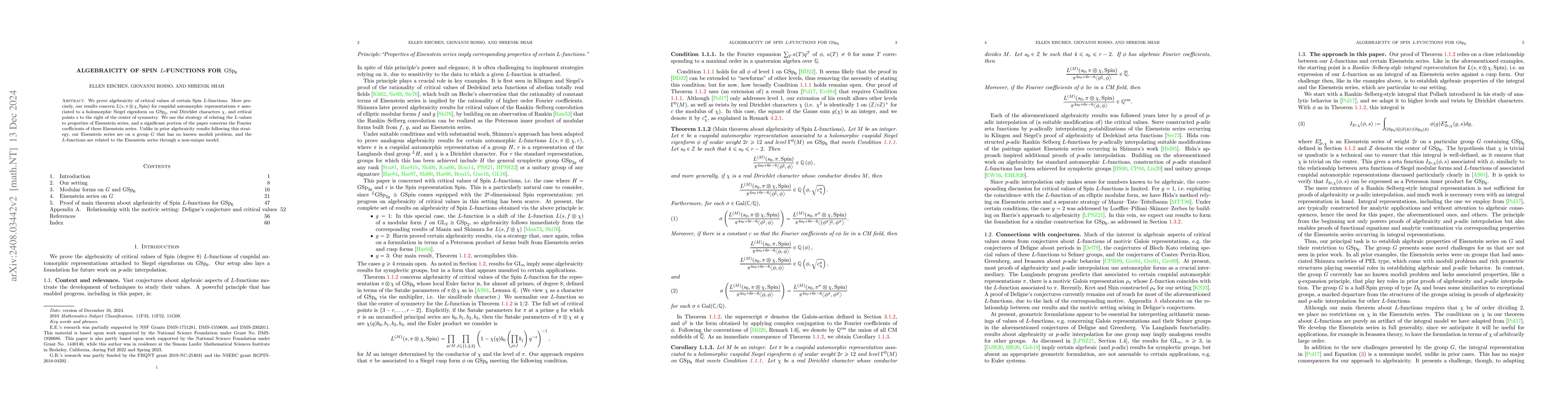 Thumbnail for Algebraicity of Spin $L$-functions for $\mathrm{GSp}_6$