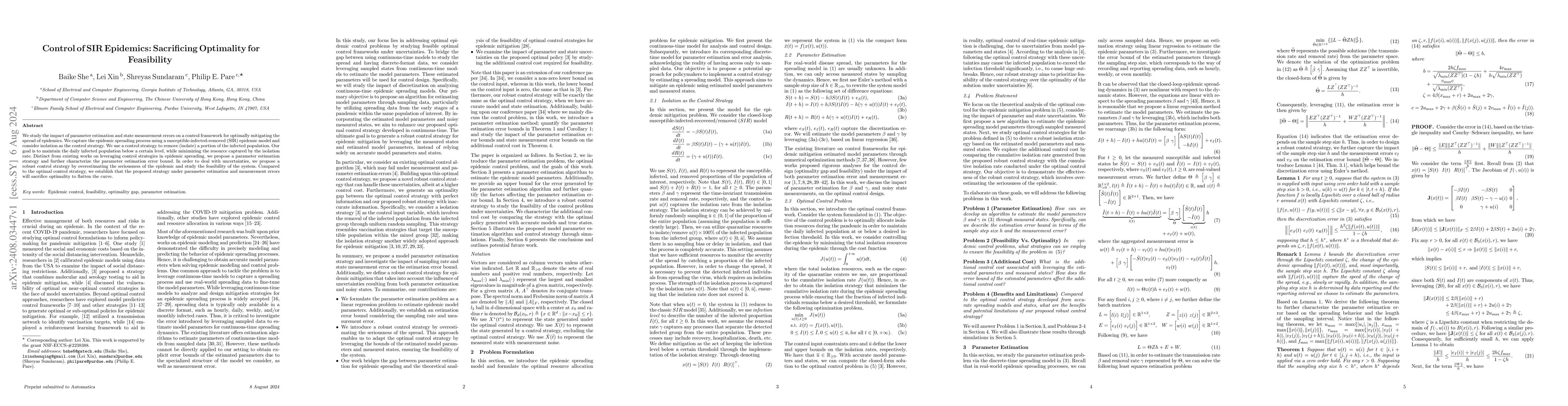 Thumbnail for Control of SIR Epidemics: Sacrificing Optimality for Feasibility