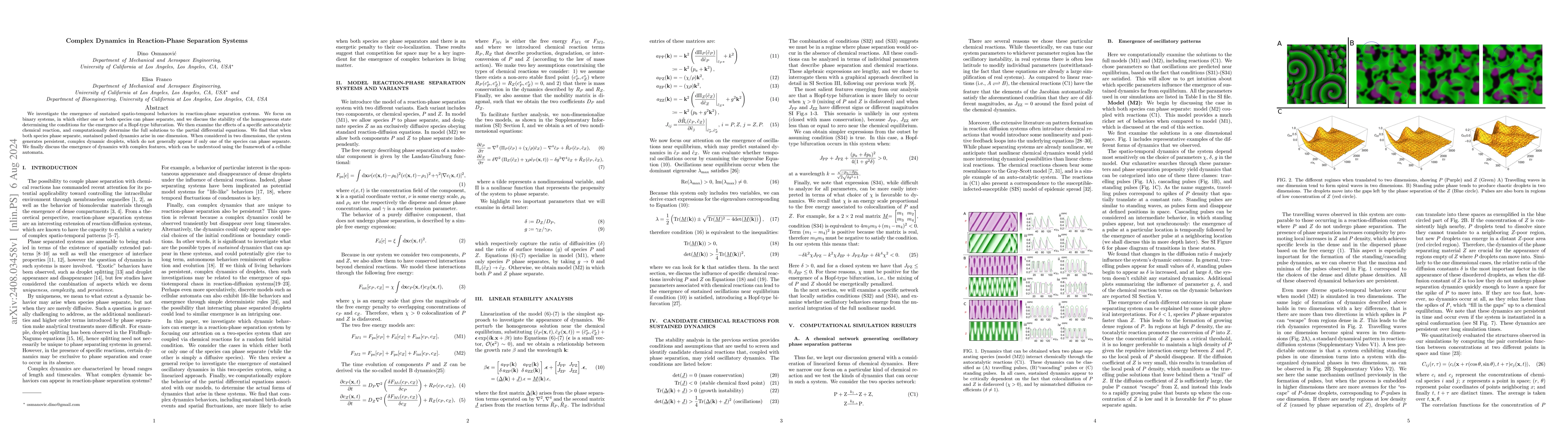 Thumbnail for Complex Dynamics in Reaction-Phase Separation Systems