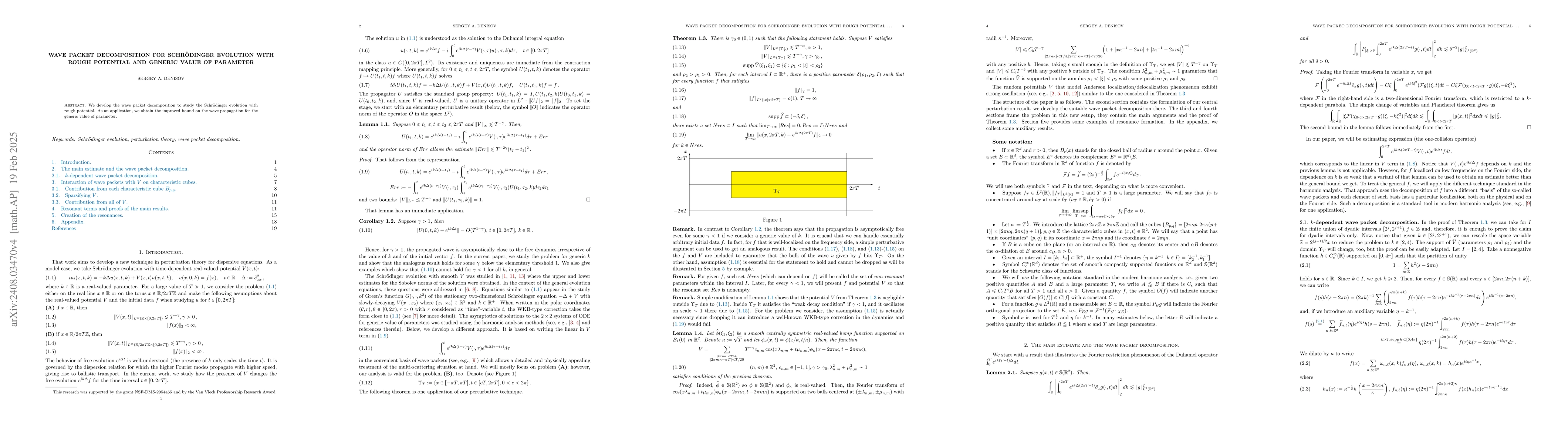 Thumbnail for Wave packet decomposition for Schrodinger evolution with rough potential
  and generic value of parameter