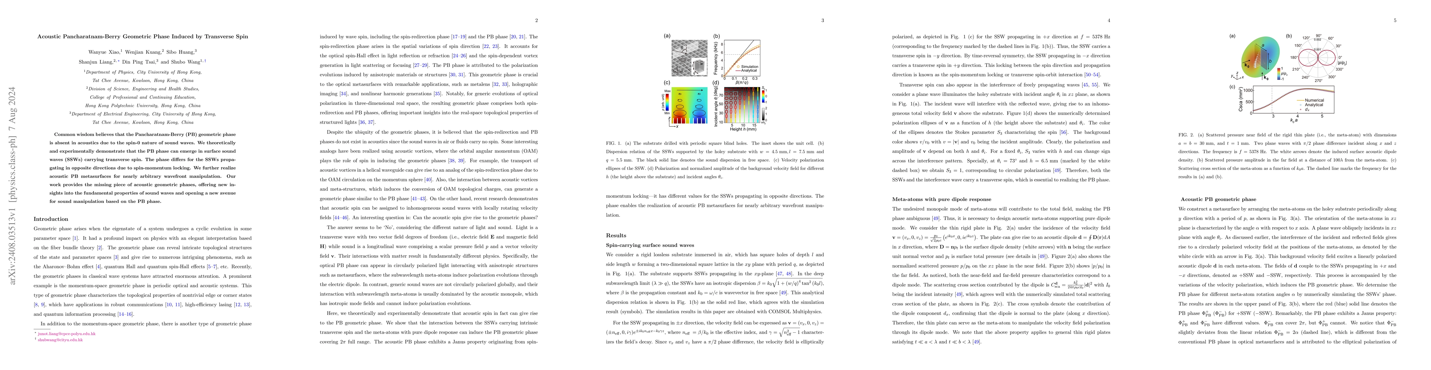 Thumbnail for Acoustic Pancharatnam-Berry Geometric Phase Induced by Transverse Spin