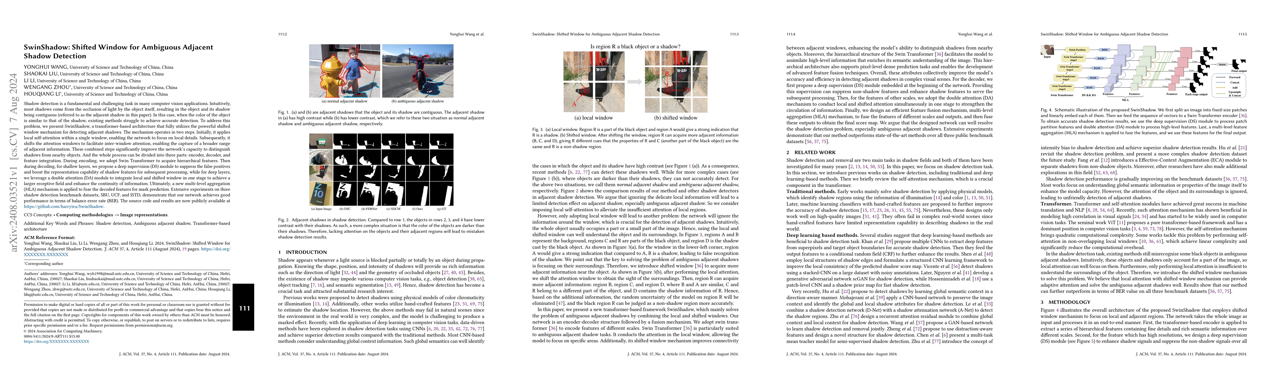 Thumbnail for SwinShadow: Shifted Window for Ambiguous Adjacent Shadow Detection