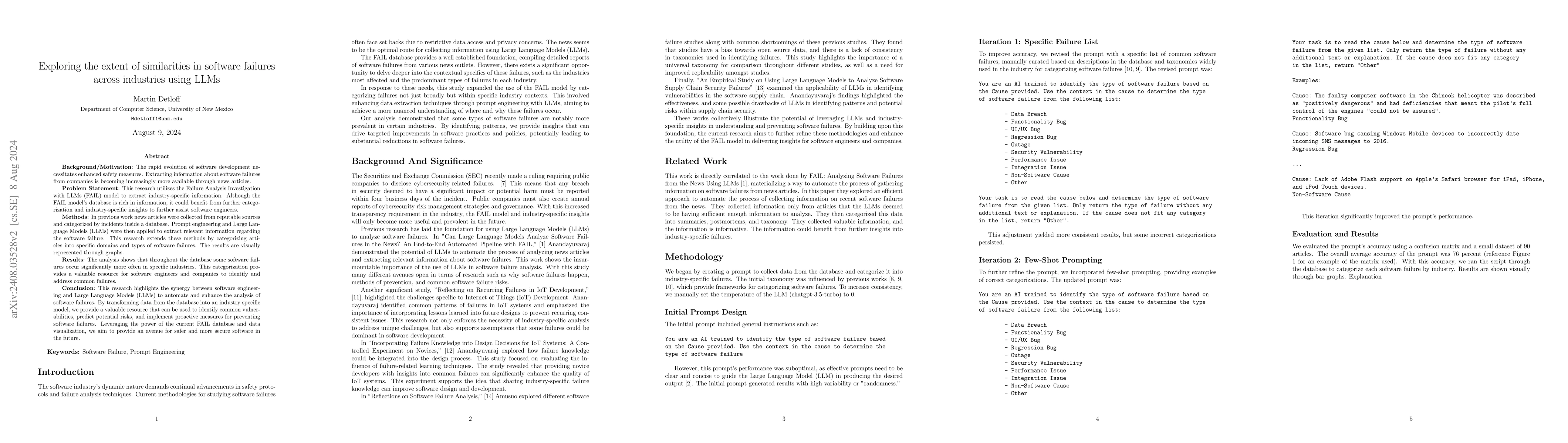 Thumbnail for Exploring the extent of similarities in software failures across
  industries using LLMs