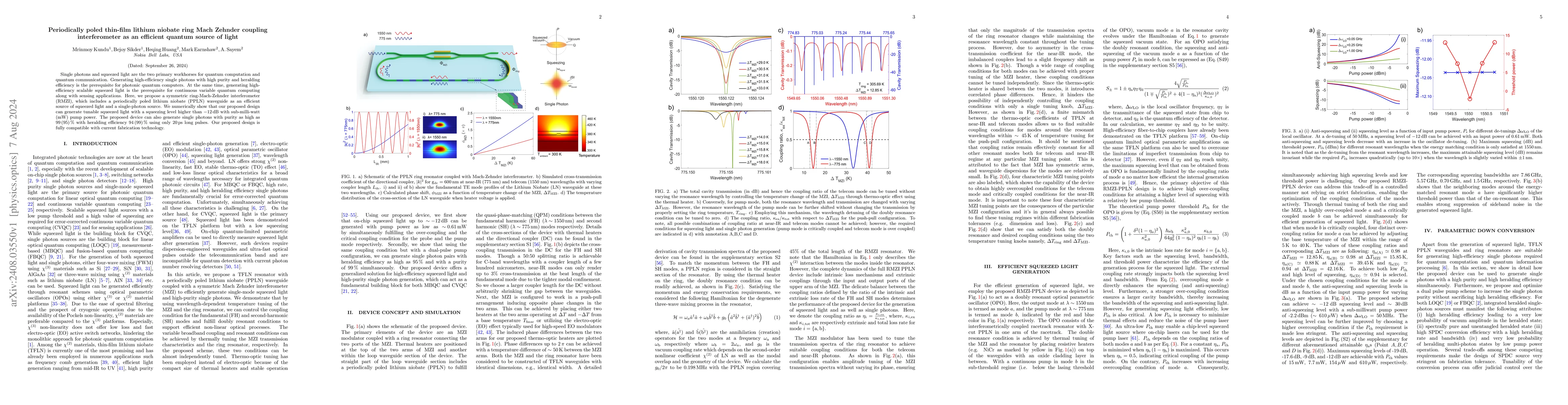 Thumbnail for Periodically poled thin-film lithium niobate ring Mach Zehnder coupling
  interferometer as an efficient quantum source of light