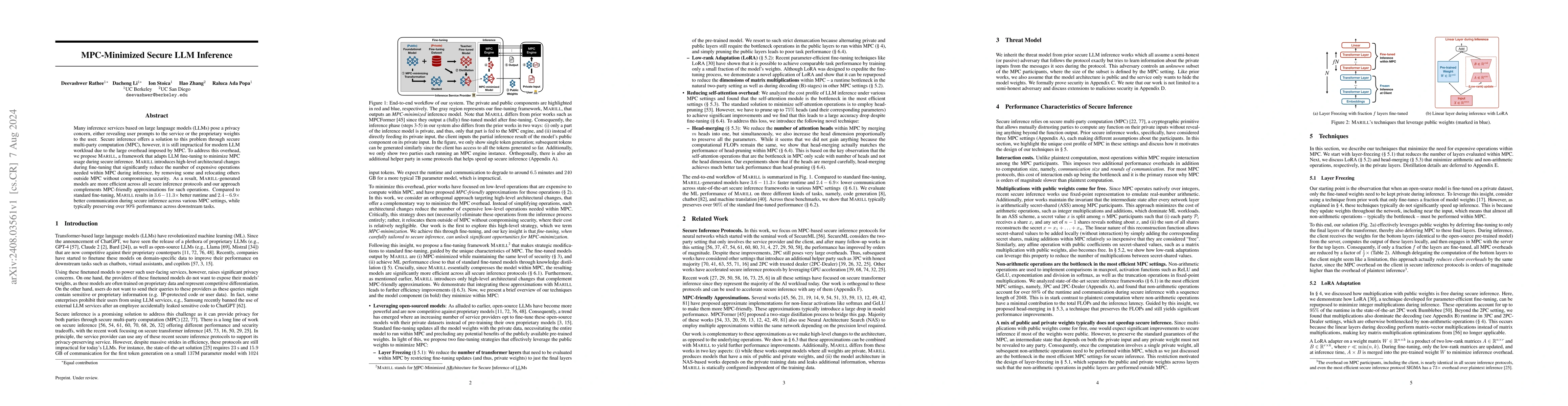 Thumbnail for MPC-Minimized Secure LLM Inference
