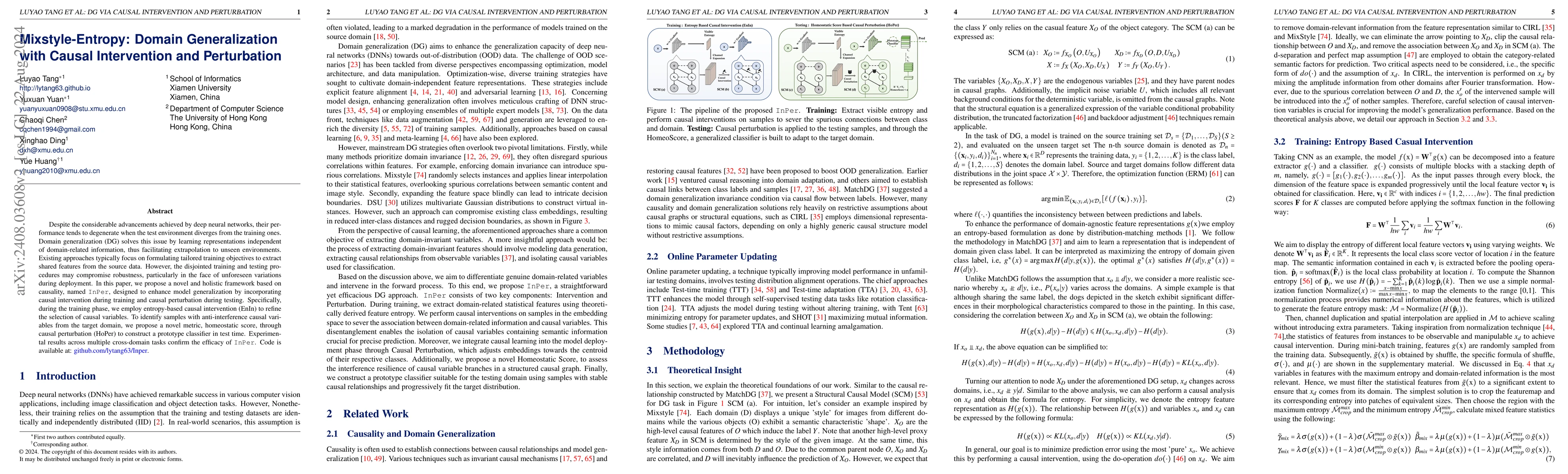 Thumbnail for InPer: Whole-Process Domain Generalization via Causal Intervention and
  Perturbation
