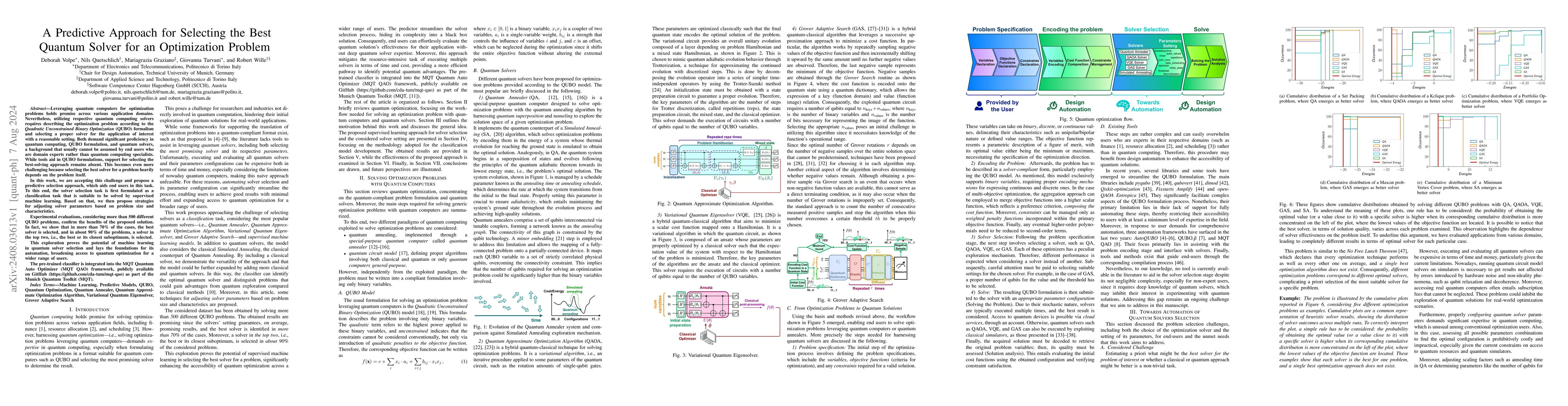 Thumbnail for A Predictive Approach for Selecting the Best Quantum Solver for an
  Optimization Problem