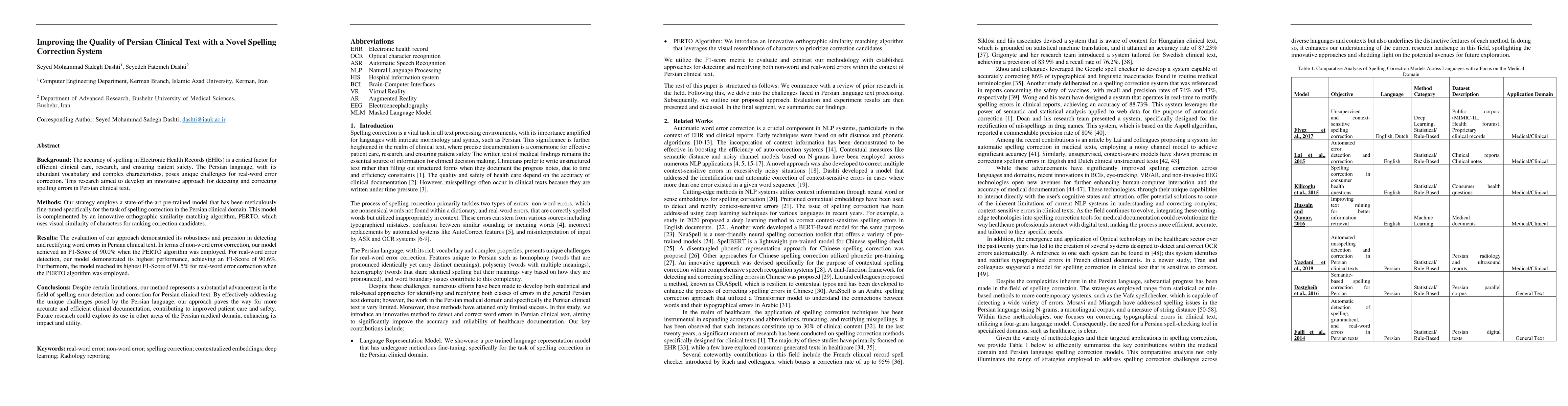 Thumbnail for Improving the quality of Persian clinical text with a novel spelling
  correction system