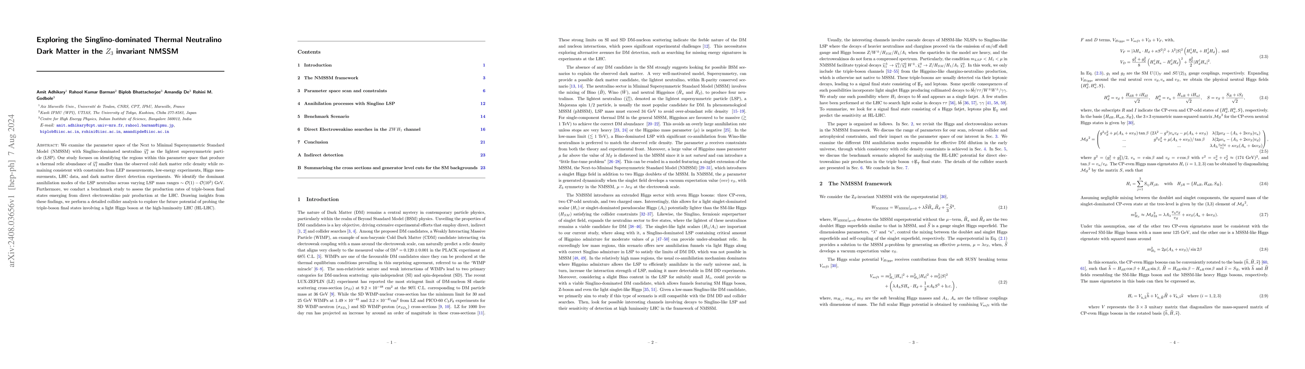 Thumbnail for Exploring the Singlino-dominated Thermal Neutralino Dark Matter in the
  $Z_3$ invariant NMSSM