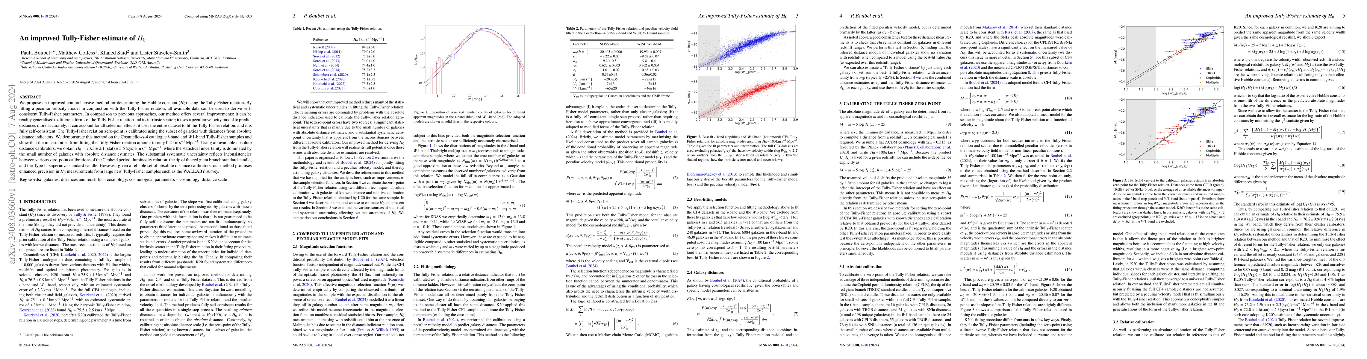 Thumbnail for An improved Tully-Fisher estimate of $H_0$