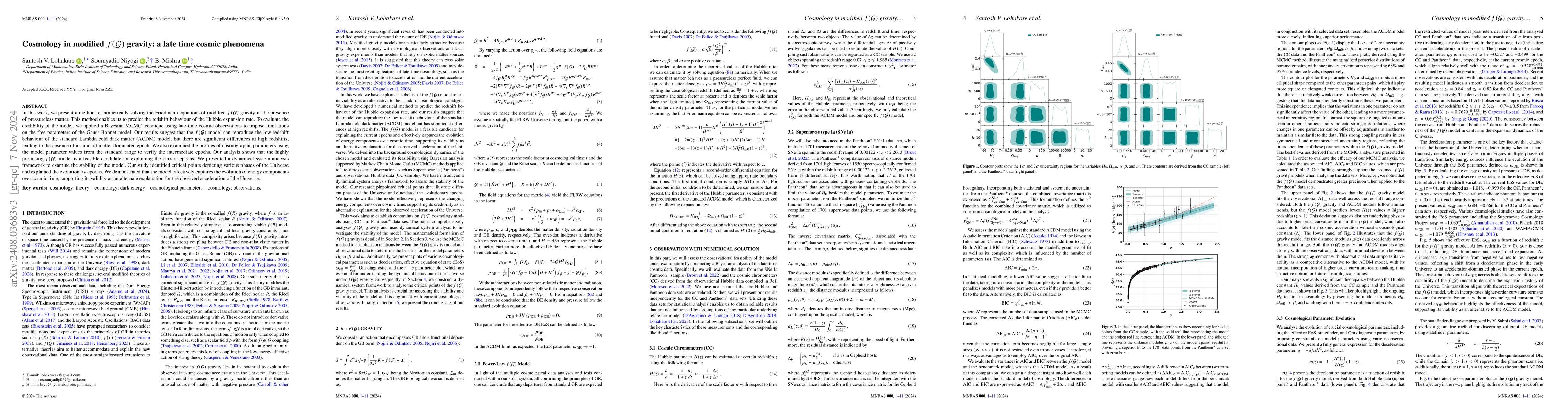 Thumbnail for Cosmology in modified $f(\mathcal{G})$ gravity: a late time cosmic
  phenomena