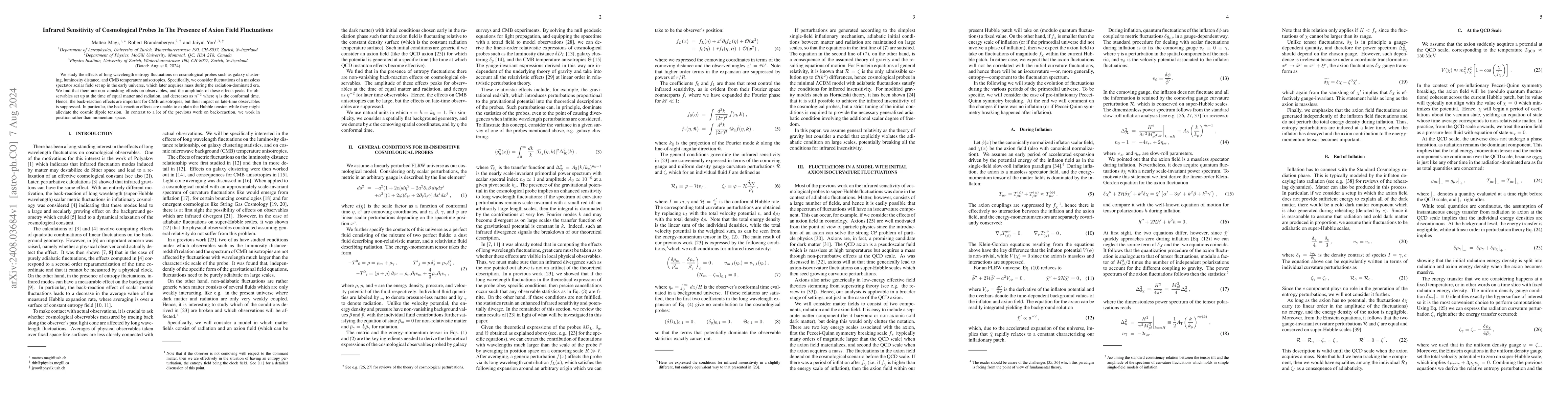 Thumbnail for Infrared Sensitivity of Cosmological Probes In The Presence of Axion
  Field Fluctuations
