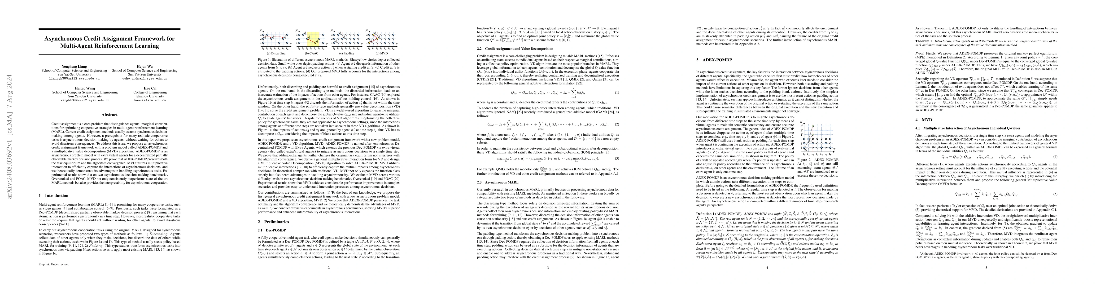 Thumbnail for Asynchronous Credit Assignment Framework for Multi-Agent Reinforcement
  Learning