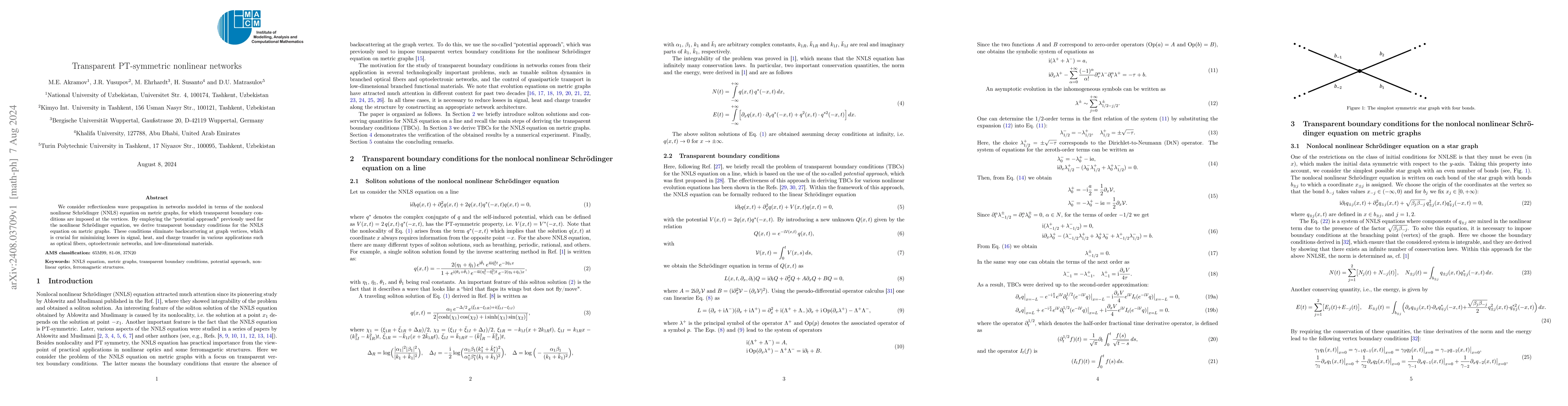 Thumbnail for Transparent PT-symmetric nonlinear networks