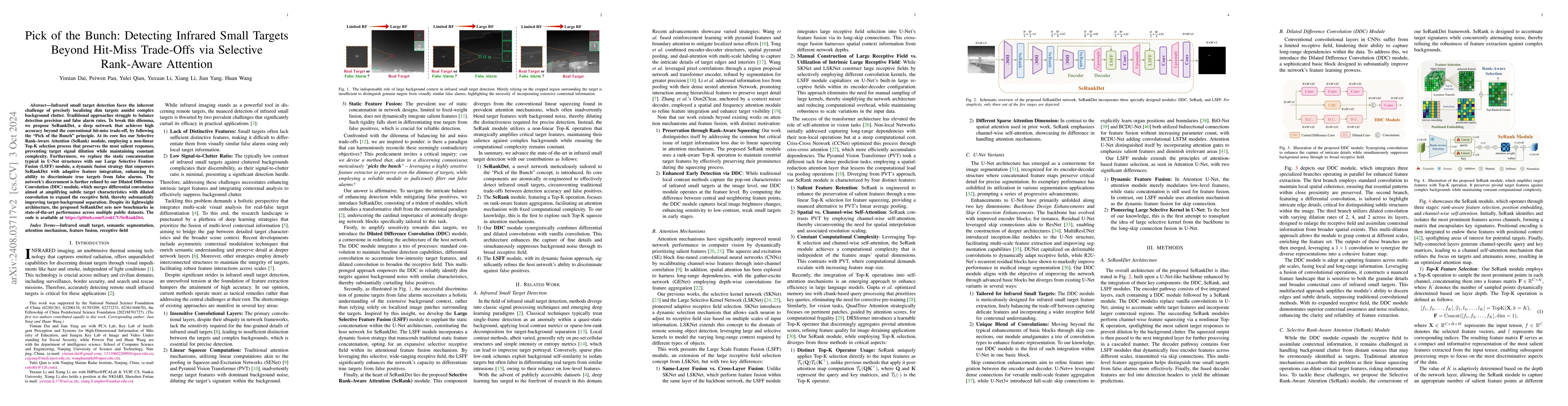 Thumbnail for Pick of the Bunch: Detecting Infrared Small Targets Beyond Hit-Miss
  Trade-Offs via Selective Rank-Aware Attention