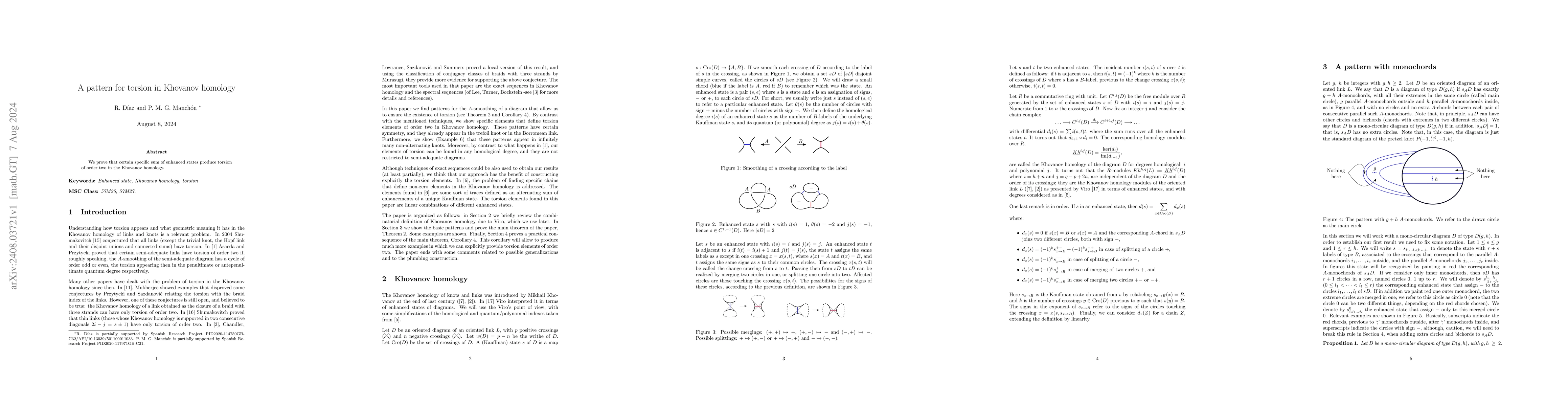 Thumbnail for A pattern for torsion in Khovanov homology