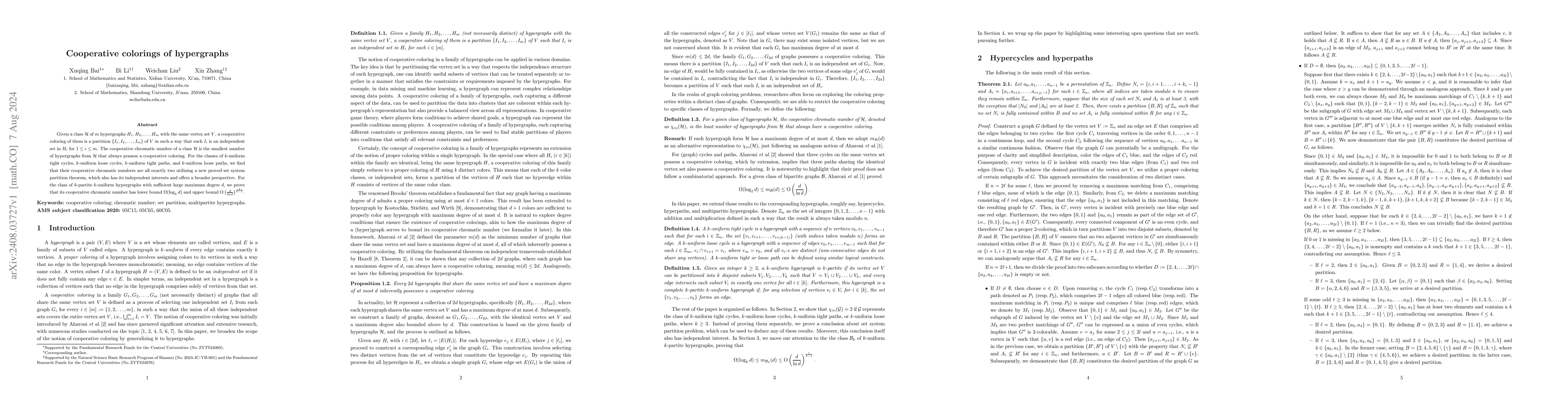 Thumbnail for Cooperative colorings of hypergraphs