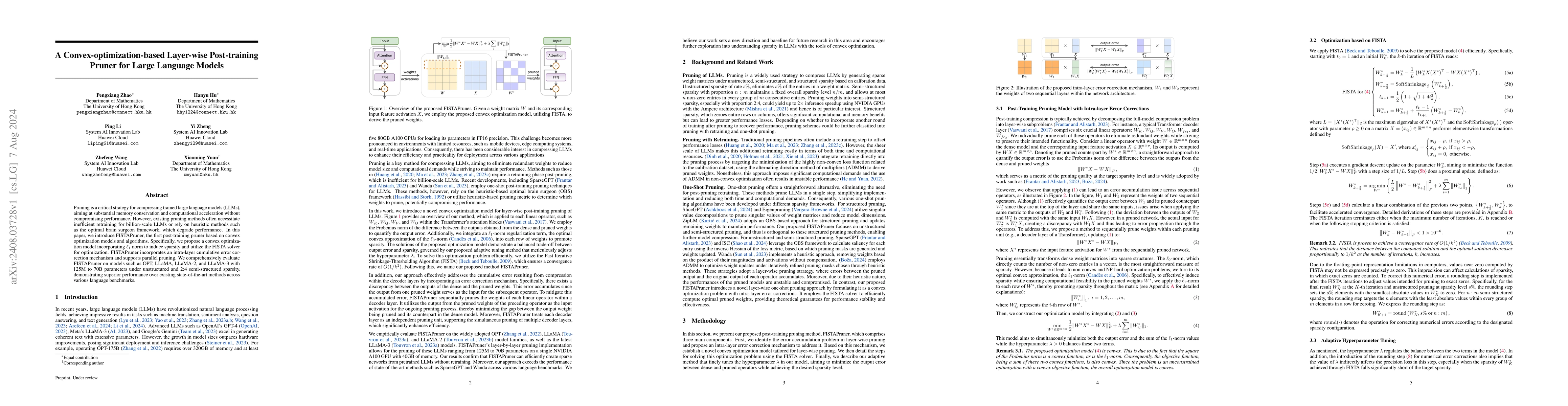 Thumbnail for A Convex-optimization-based Layer-wise Post-training Pruner for Large
  Language Models