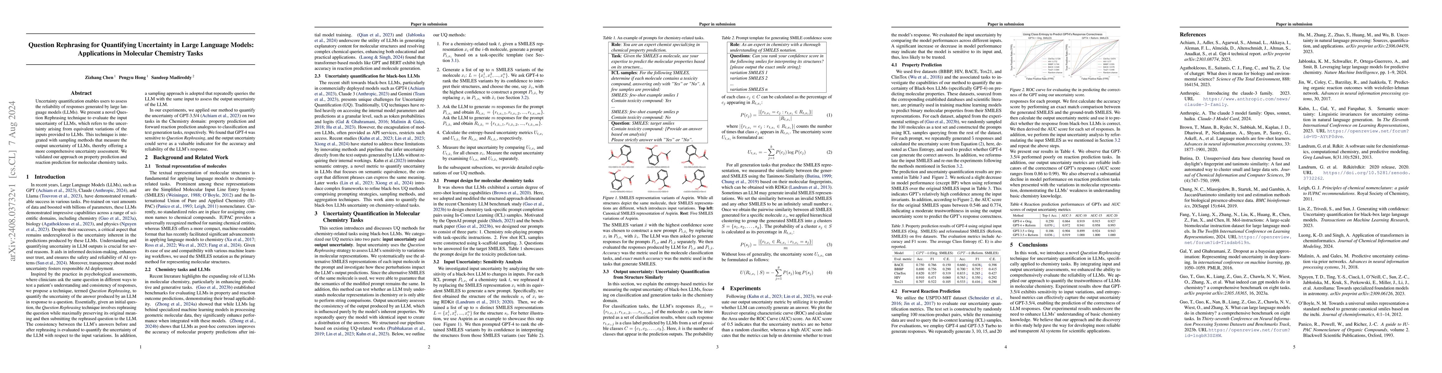 Thumbnail for Question Rephrasing for Quantifying Uncertainty in Large Language
  Models: Applications in Molecular Chemistry Tasks