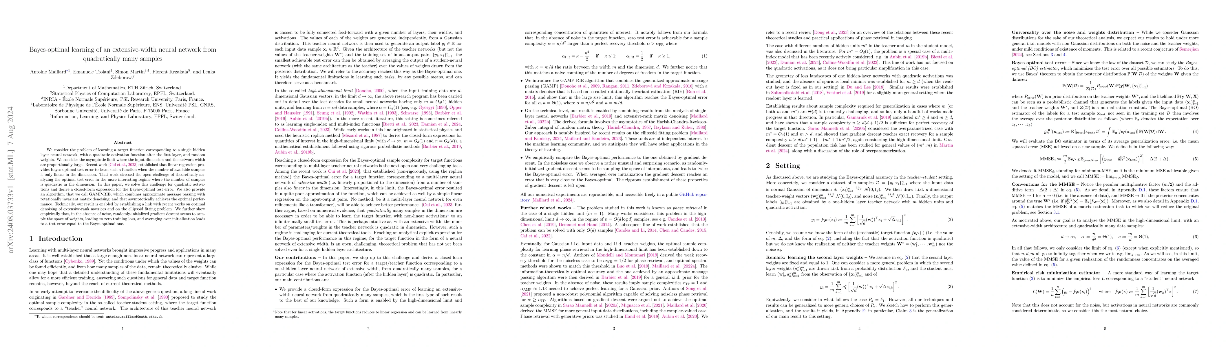 Thumbnail for Bayes-optimal learning of an extensive-width neural network from
  quadratically many samples