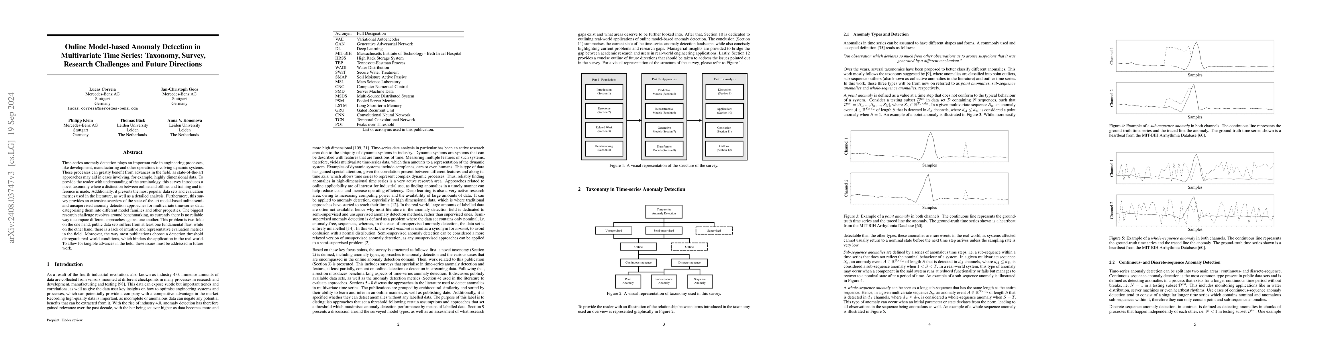 Thumbnail for Online Model-based Anomaly Detection in Multivariate Time Series:
  Taxonomy, Survey, Research Challenges and Future Directions