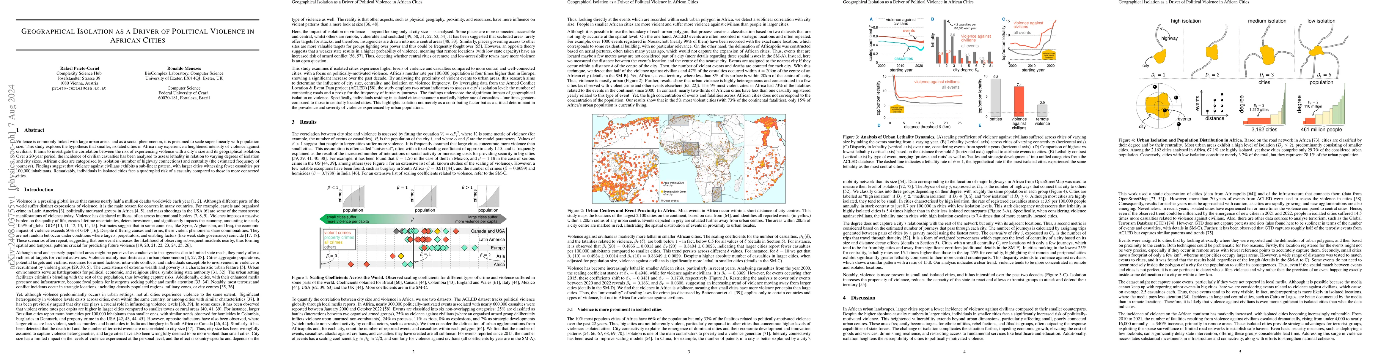 Thumbnail for Geographical Isolation as a Driver of Political Violence in African
  Cities