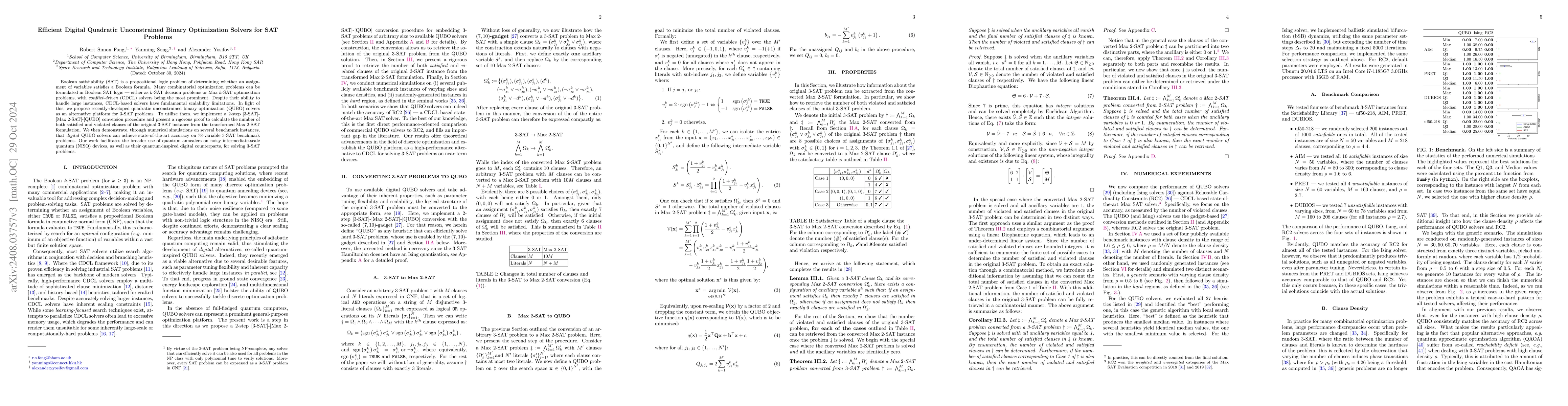 Thumbnail for Efficient Digital Quadratic Unconstrained Binary Optimization Solvers
  for SAT Problems