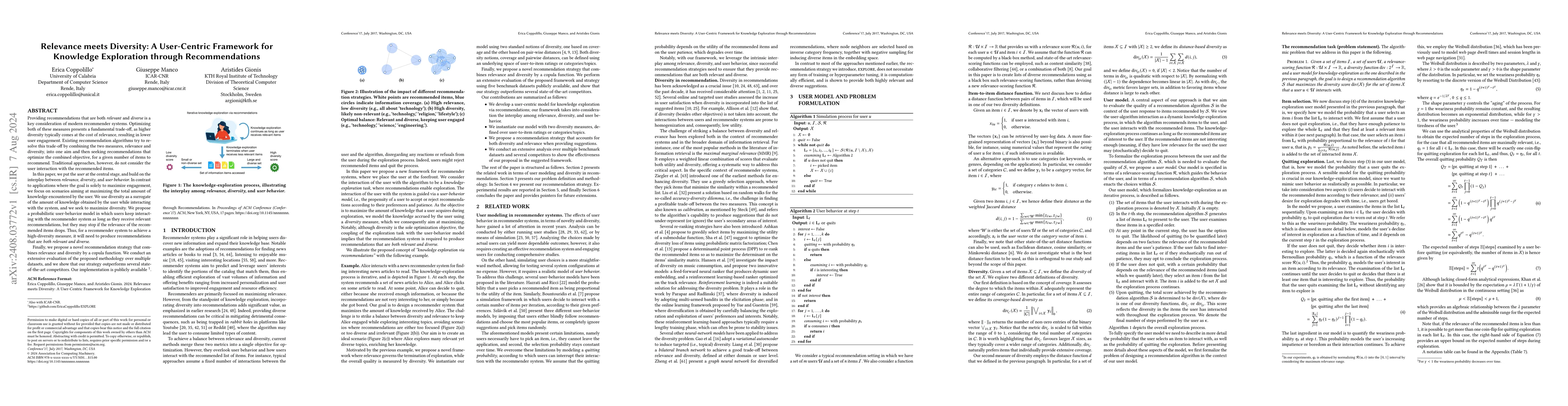 Thumbnail for Relevance meets Diversity: A User-Centric Framework for Knowledge
  Exploration through Recommendations