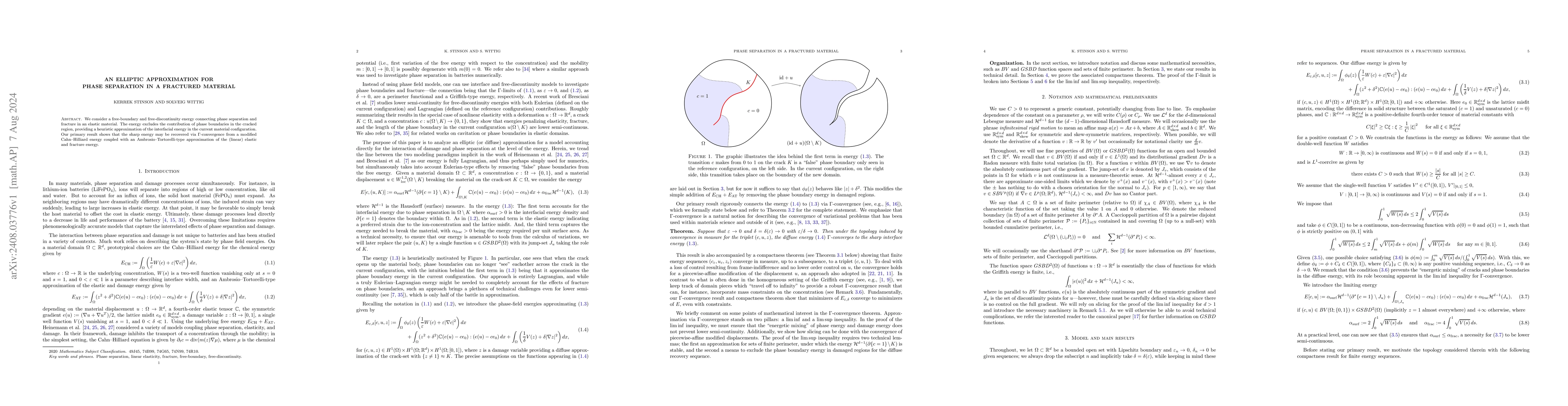 Thumbnail for An elliptic approximation for phase separation in a fractured material