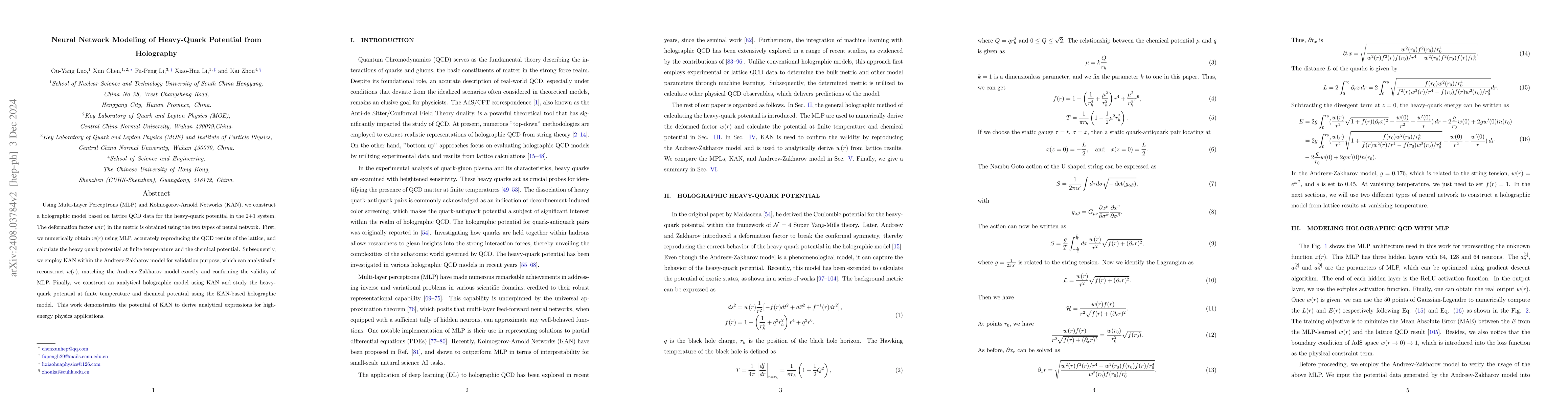 Thumbnail for Neural Network Modeling of Heavy-Quark Potential from Holography
