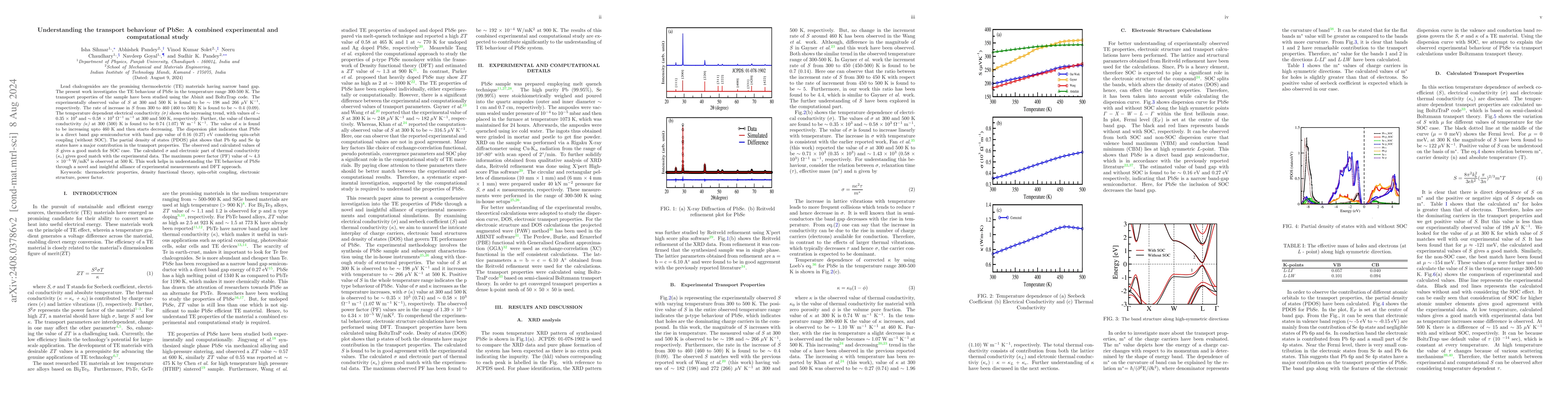 Thumbnail for Understanding the transport behaviour of PbSe: A combined experimental
  and computational study
