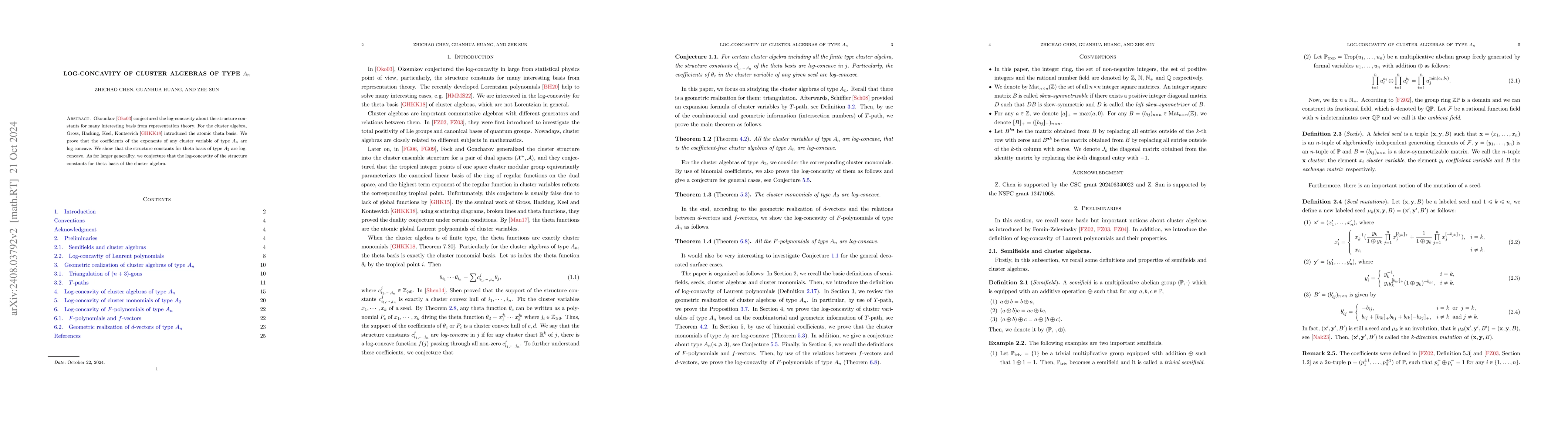Thumbnail for Log-concavity of cluster algebras of type $A_n$
