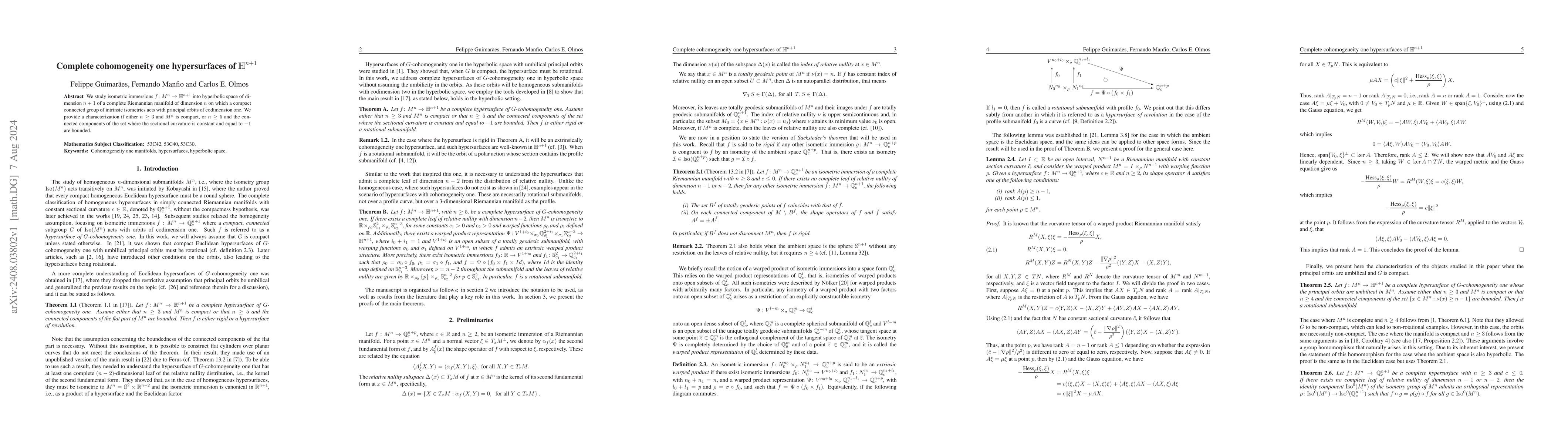 Thumbnail for Complete cohomogeneity one hypersurfaces of $\mathbb{H}^{n+1}$