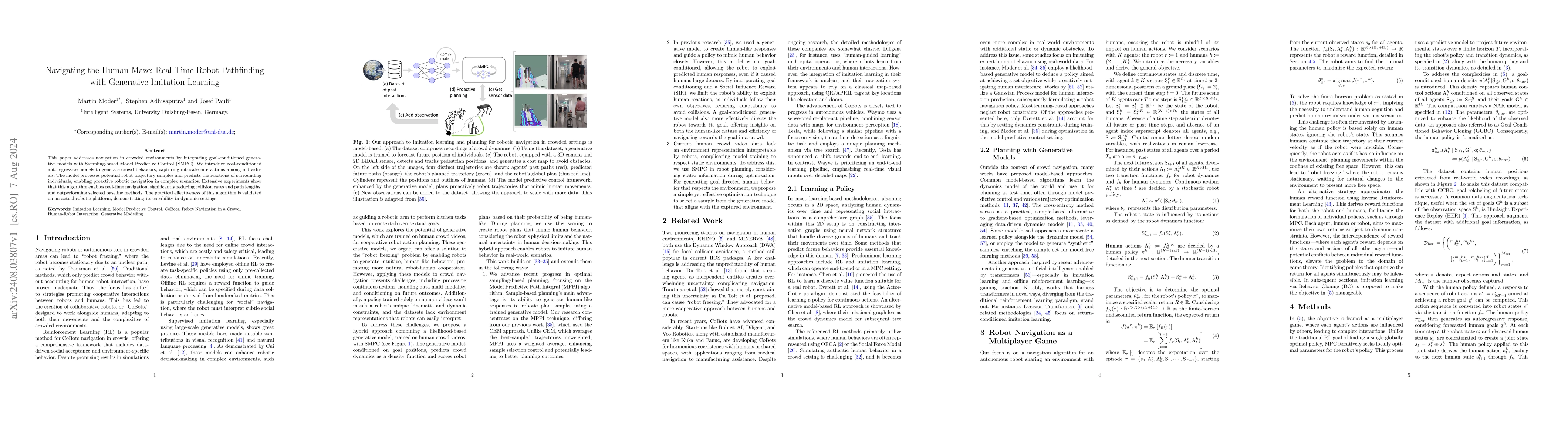 Thumbnail for Navigating the Human Maze: Real-Time Robot Pathfinding with Generative
  Imitation Learning