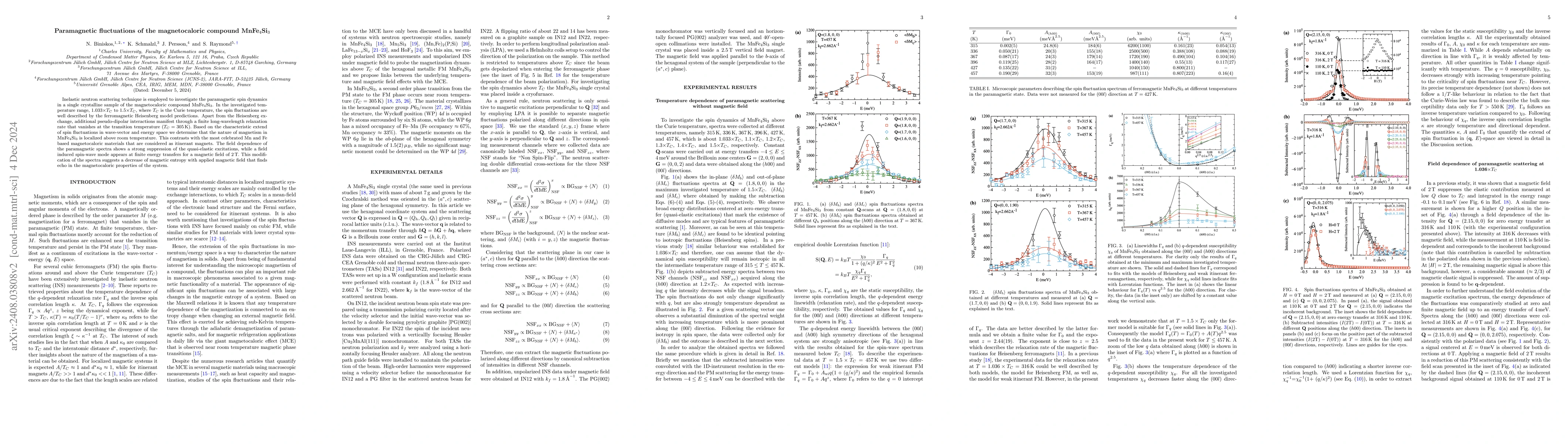 Thumbnail for Paramagnetic fluctuations of the magnetocaloric compound MnFe$_4$Si$_3$
