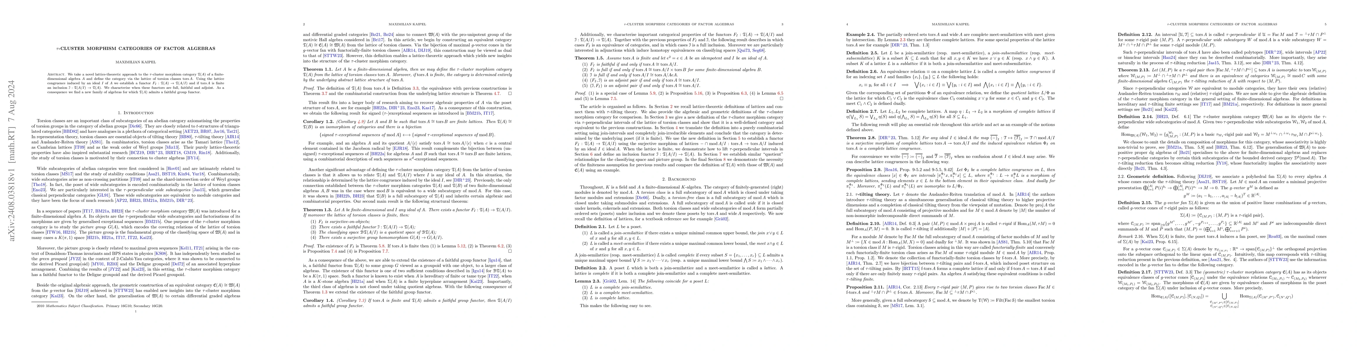 Thumbnail for $τ$-cluster morphism categories of factor algebras