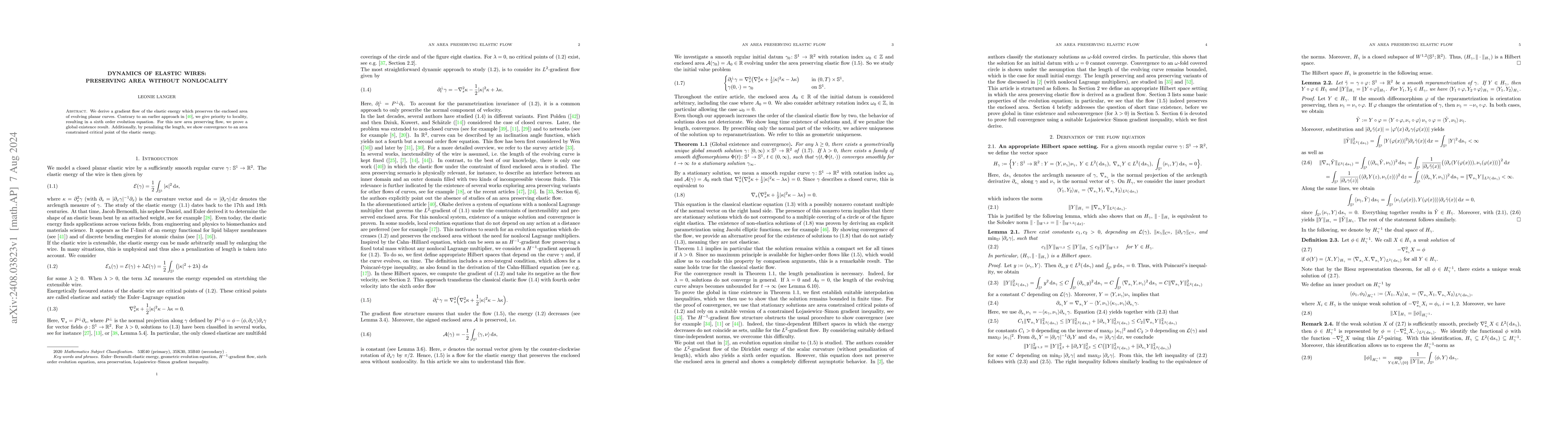Thumbnail for Dynamics of Elastic Wires: Preserving Area without Nonlocality