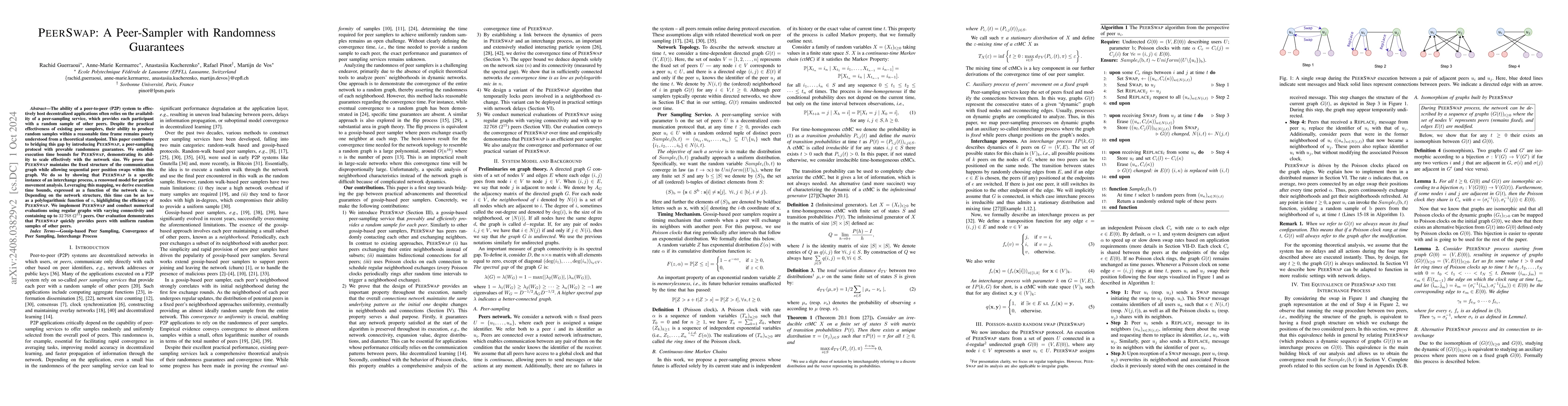 Thumbnail for PeerSwap: A Peer-Sampler with Randomness Guarantees