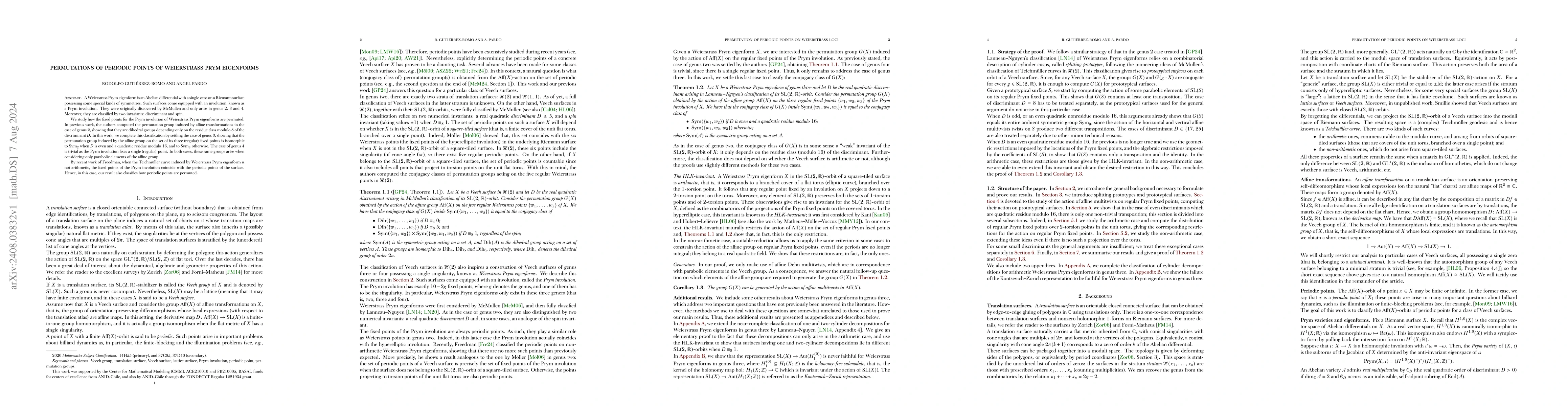 Thumbnail for Permutations of periodic points of Weierstrass Prym eigenforms