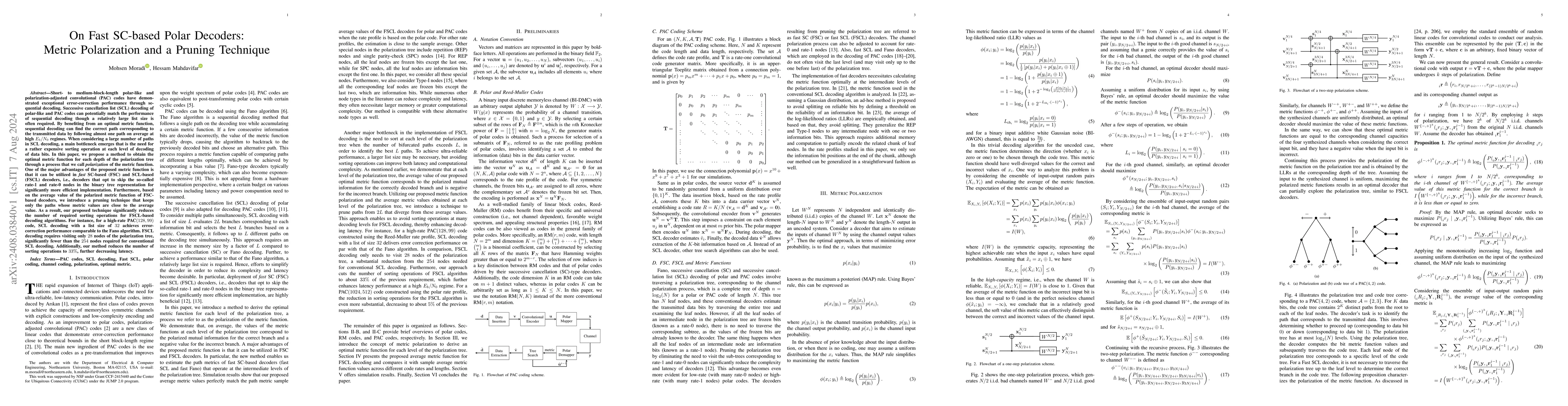 Thumbnail for On Fast SC-based Polar Decoders: Metric Polarization and a Pruning
  Technique