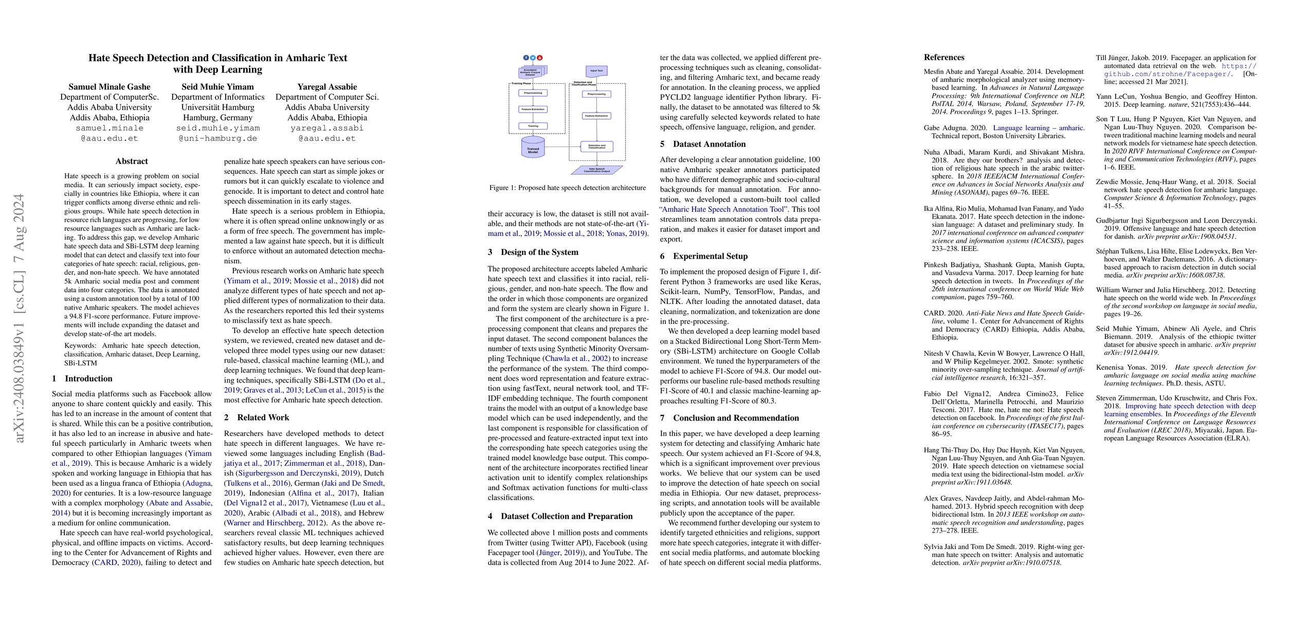 Thumbnail for Hate Speech Detection and Classification in Amharic Text with Deep
  Learning