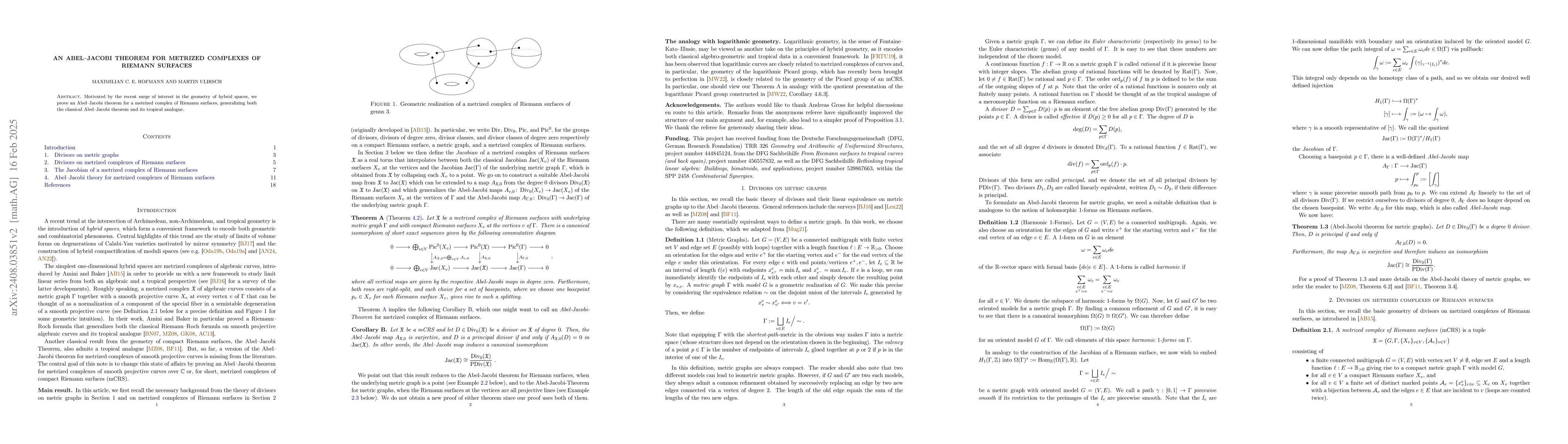 Thumbnail for An Abel-Jacobi theorem for metrized complexes of Riemann surfaces