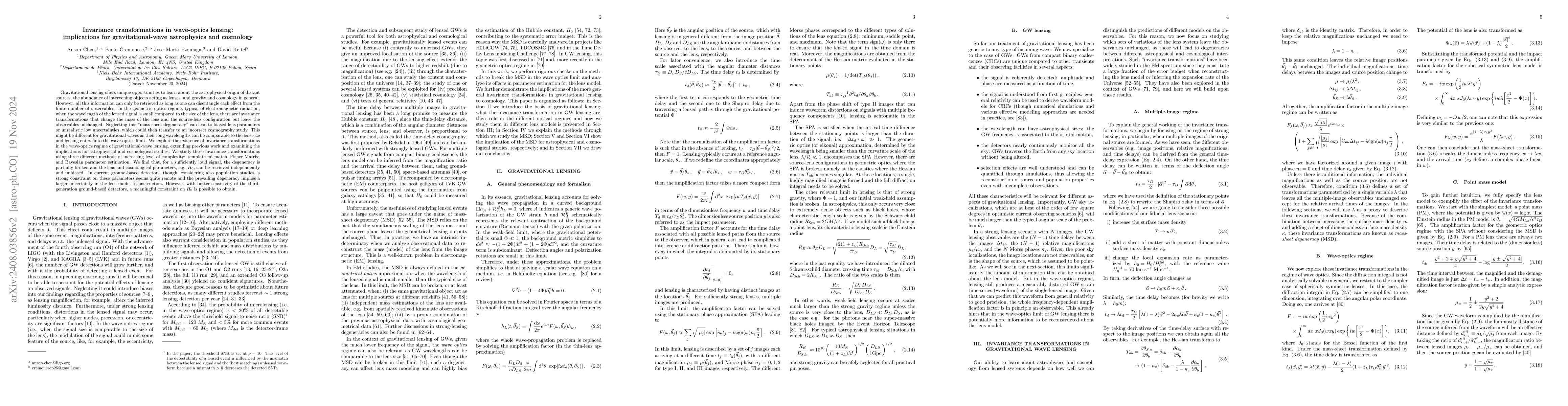 Thumbnail for Invariance transformations in wave-optics lensing: implications for
  gravitational-wave astrophysics and cosmology