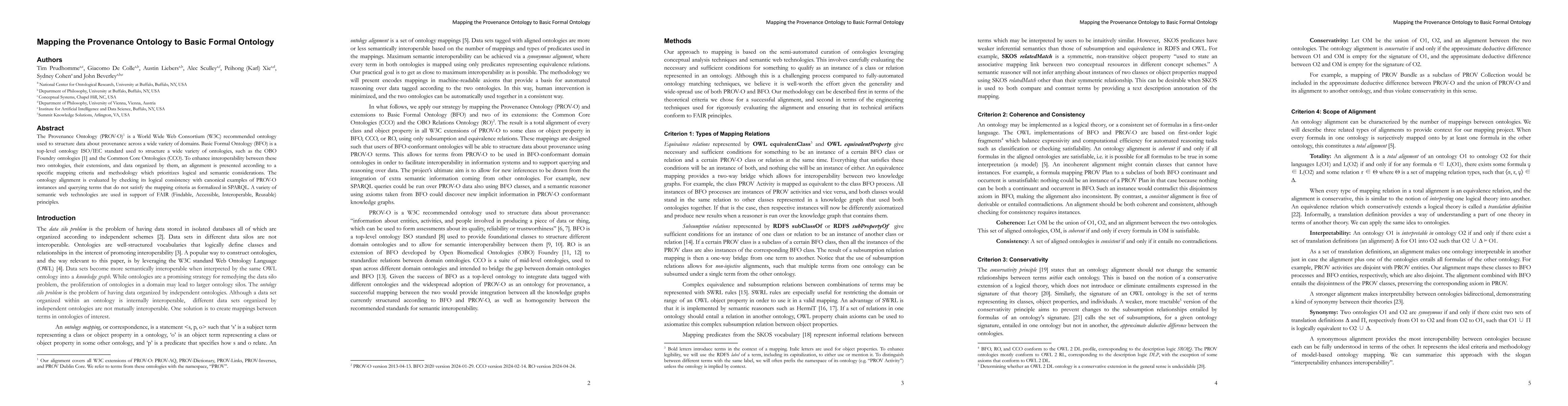 Thumbnail for Mapping the Provenance Ontology to Basic Formal Ontology