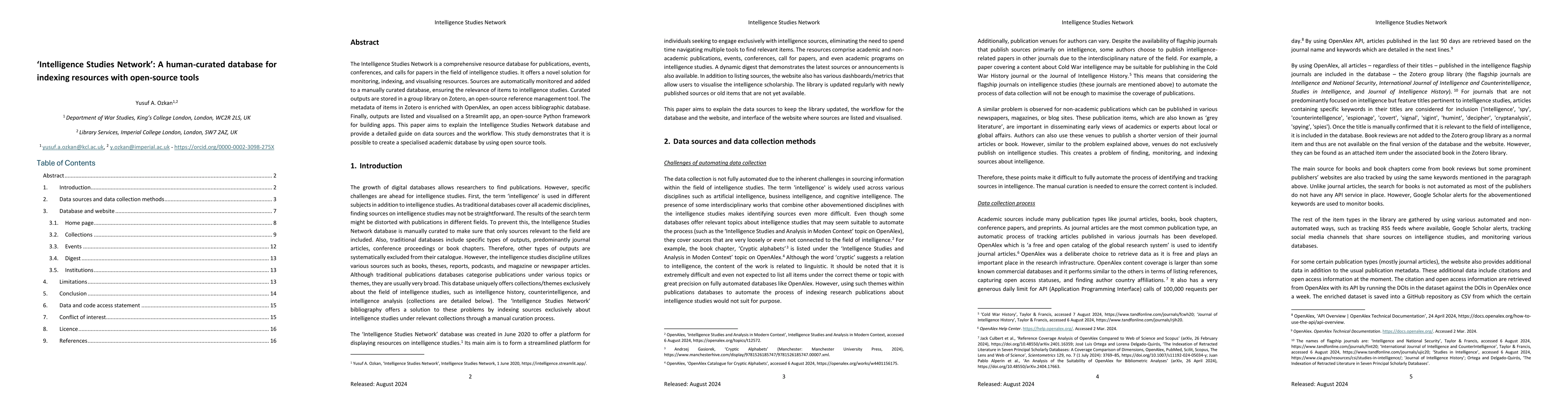 Thumbnail for 'Intelligence Studies Network': A human-curated database for indexing
  resources with open-source tools
