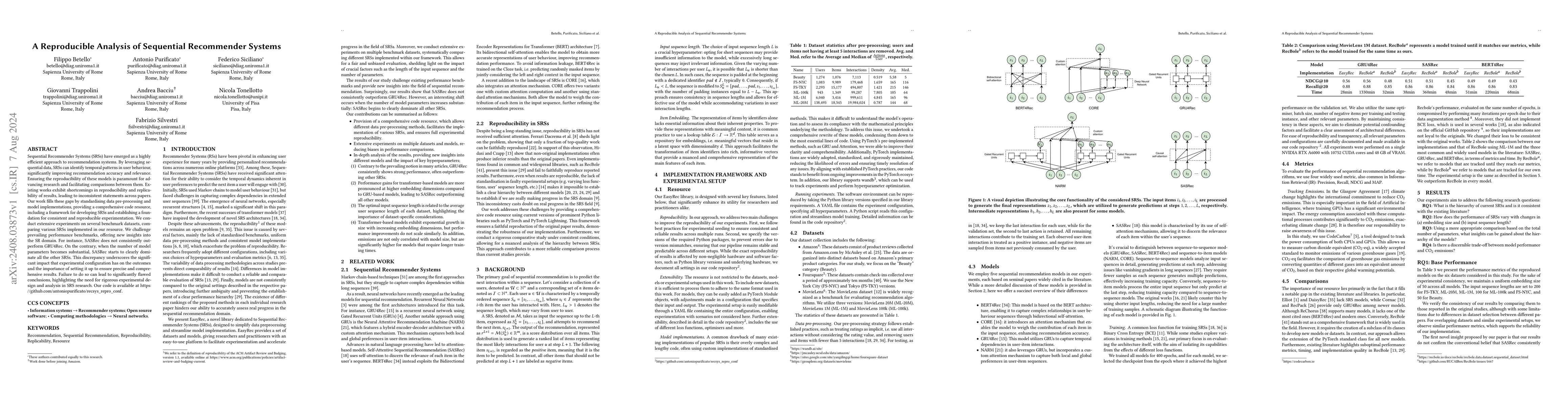 Thumbnail for A Reproducible Analysis of Sequential Recommender Systems