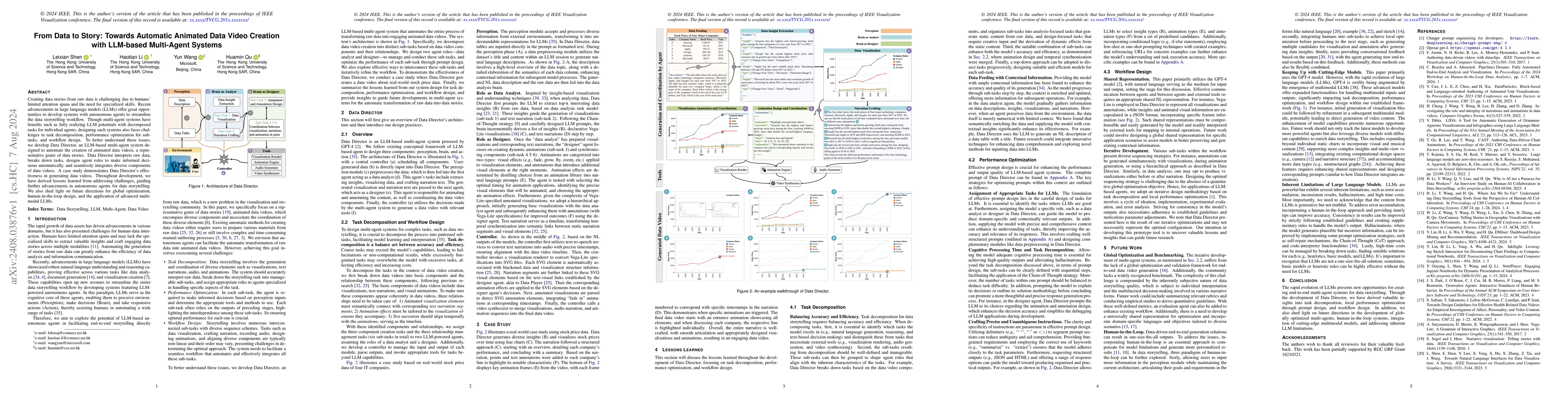 Thumbnail for From Data to Story: Towards Automatic Animated Data Video Creation with
  LLM-based Multi-Agent Systems