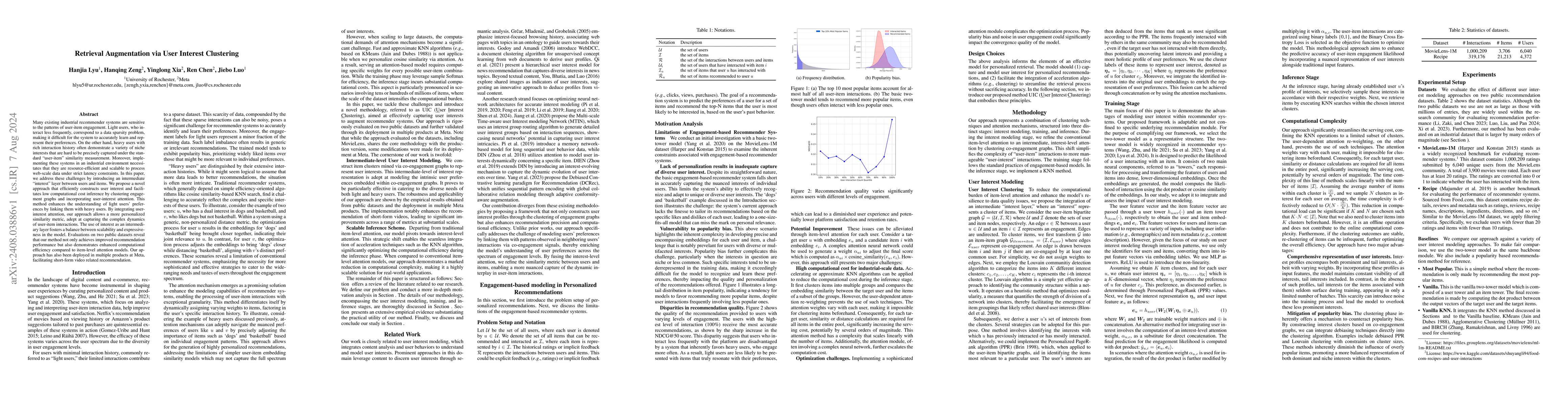 Thumbnail for Retrieval Augmentation via User Interest Clustering