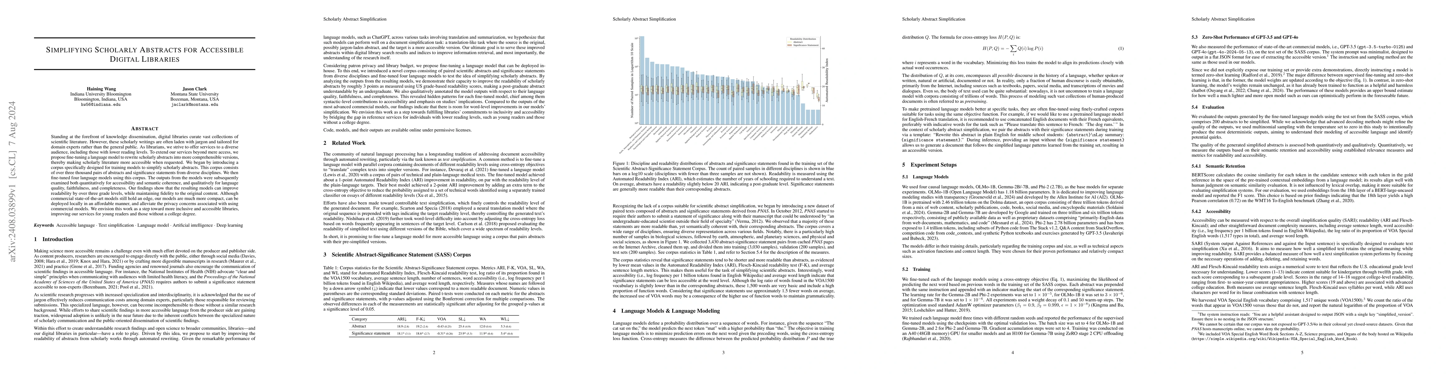Thumbnail for Simplifying Scholarly Abstracts for Accessible Digital Libraries