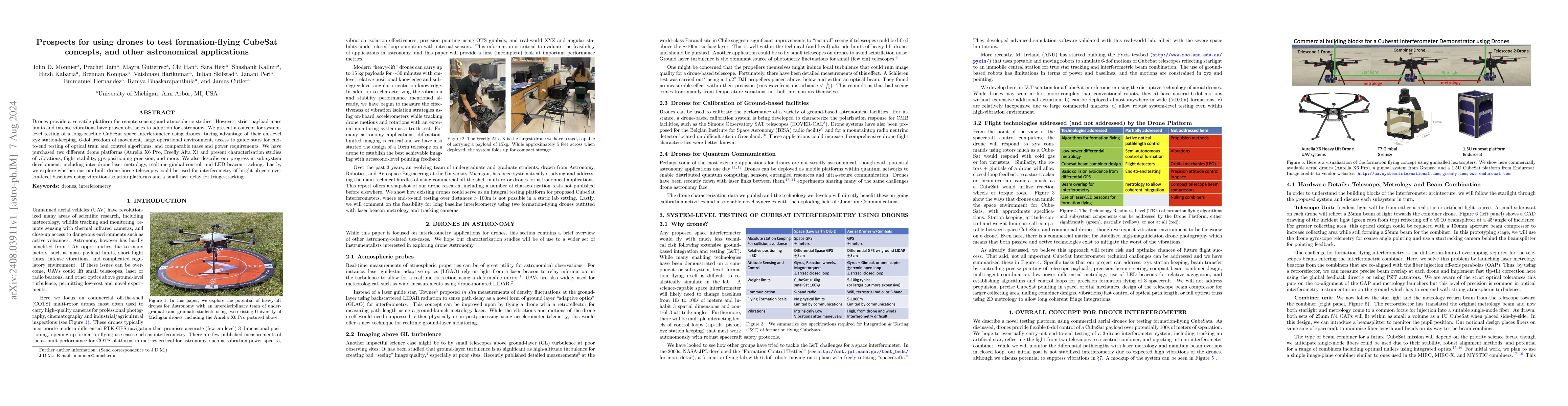 Thumbnail for Prospects for using drones to test formation-flying CubeSat concepts,
  and other astronomical applications
